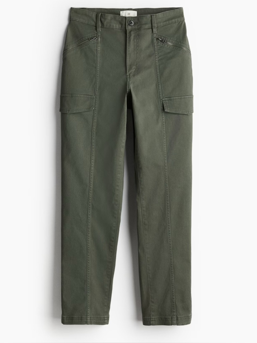 H&m Women's Dark khaki green Slim Cargo Pants Size 8 Cotton